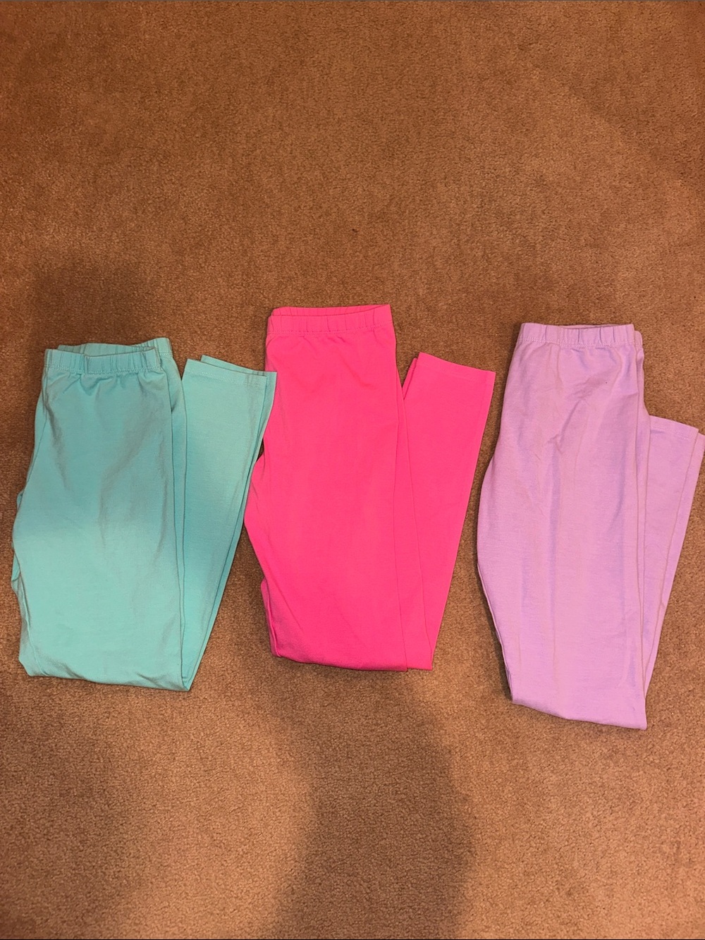 Kids Pack of three Stretch Leggings Trio - Mint, Hot Pink, Lavender